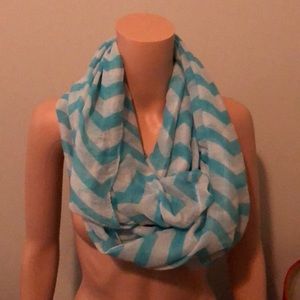 A blue and white chevron scarf